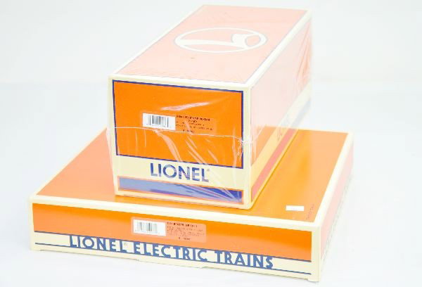 Boxed Lionel 6464 Boxcars: 19266 Series 3 (RI, NYC, MP) and 29286 over-stamped two pack (PC/NH, Conrail/Reading). All are unrun and have original boxes and master carton, C9