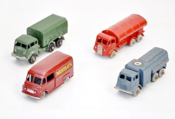 Early Matchbox Vehicles: Gray plastic wheels includes 69, 73, metal wheels #11, 62 black plastic wheels. All show light playwear with some axle oxidation and plastic display case. Cars should otherwise clean to C8