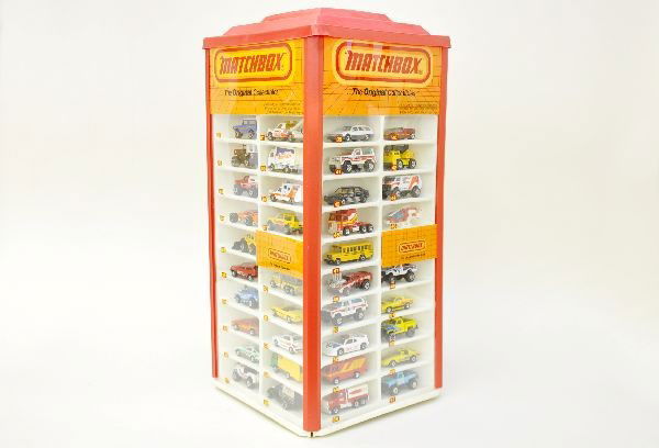 Matchbox Superfast Store Display: Circa 1984. Includes 74 Superfast vehicles, Most have original cards inside display. Cars appear unused, display case top has a couple of light cracks, cars are C8-9