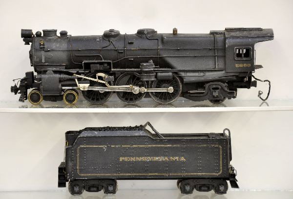 MI Loco PRR K-5 O Scale Loco: 2-rail cast bronze castings, very heavy. Painted, stamped & decaled, nice detailing showing moderate playwear, C6