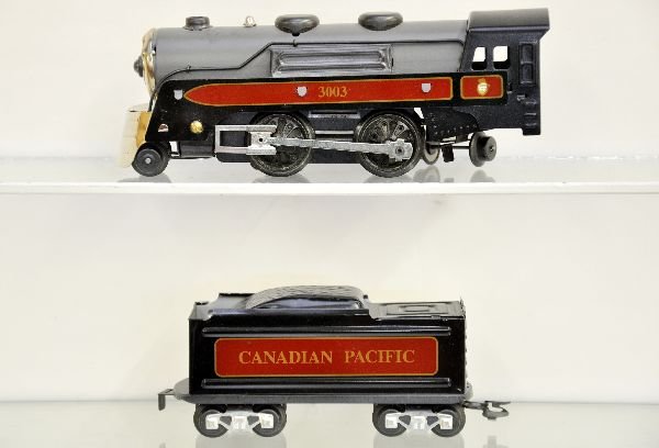Modern Marx 8341 CP Steam Loco: Clean with matching tender. Shows light playwear, ob C8