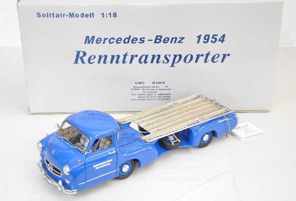 CMC 1:18 Mercedes Transporter: Super detailed die cast model of this 14: model of the 1954 Mercedes Race Car Transporter. It shows amazing details and is like new in its original box, C9+
