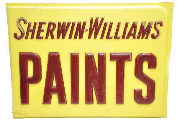Sherman Williams Paints Sign: 47 X 35 1/2" plastic lighted sign insert. Shows moderate signs of use and age. .