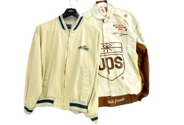 2 NASCAR Racing Jackets: Dale Jarrett 1999 Winston Cup Jacket (the Year he won), by Jeff Hamilton in Large; Daytona International Speedway spring lined jacket by Swinster in XL, both fairly clean and reputed to have been purc
