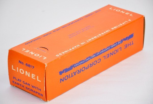 Super Empty Lionel 6817 Box: Clean & crisp EMPTY perforated window box for the scarce 6817 scraper flat. Box grades C9