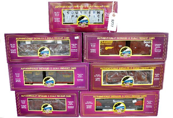 7 MTH Southern Freight Cars: 20-97114 hopper; 93130 boxcar; 98086 gondola; 91316 caboose; 98214 coil car; 91008 caboose & 93032 boxcar. All are like new with boxes, C9
