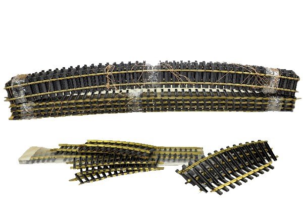 Large Group Of Aristo Craft Track: G Gauge. 16 section extra wide curves, file box full of regular curves and a group of straight tracks & 1 switch. All are useable and will clean nicely.