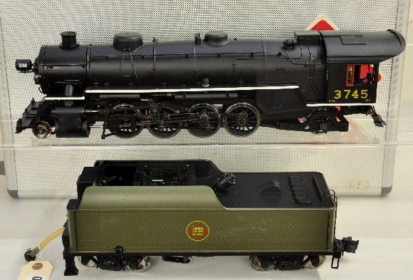 Aristo Craft 80-3137 Live Steam CN Light Mikado: live steam / G Gauge. R2 curves. Super 2-8-2 loco & tender in live steam format. It is unused with sound equipped tender that can be operated manually or through DCC. It includes its factory rolling c