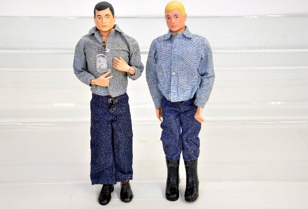 Two 1960s GI Joe Sailors With Accessories: One figure is a 1967 Action Figure with operating talking mechanism, both include many extra Navy accessories. See photos for inventory. All show light playwear, C8
