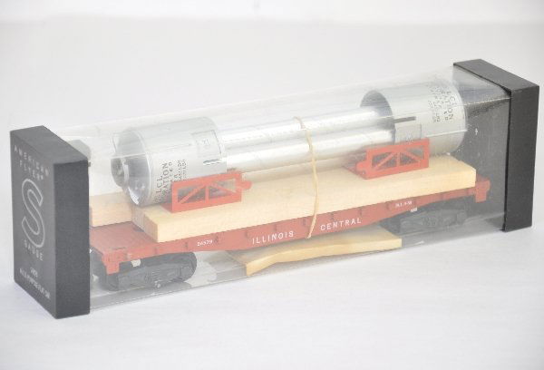 Boxed American Flyer 24579 Multi-Purpose Car: S Gauge. Complete with sealed packet & all loads. Flat appears unrun with clear-pack box, C9