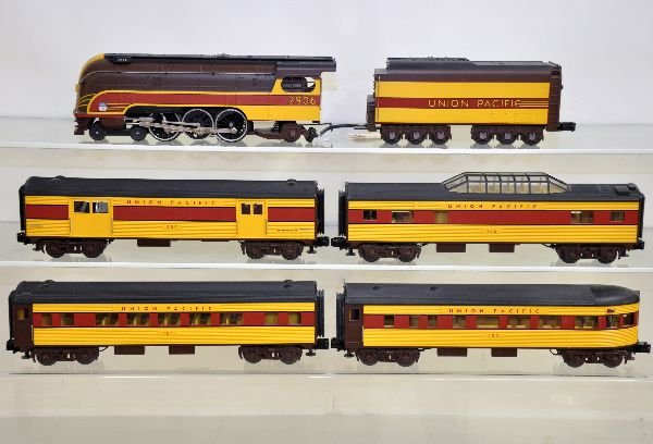 MTH RailKing UP Passenger Set: Includes 30-1139-1 49er diecast steam loco & tender with ProtoSounds 1.0. It includes the 30-6107 4-car passenger set. All show light run time, C8