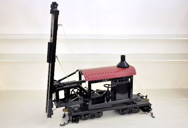 T-Reproductions Buddy L Pile Driver: Nice Buddy L Railroad reproduction. 27" long and like new, C8+