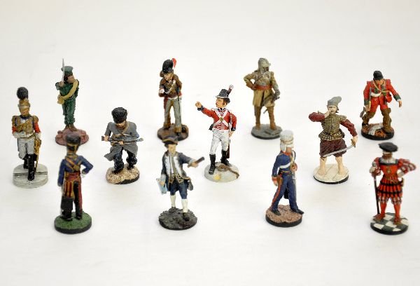 12 Modern Soldiers: All super detailed castings, hand painted & info embossed on bottoms. Like new, loose.