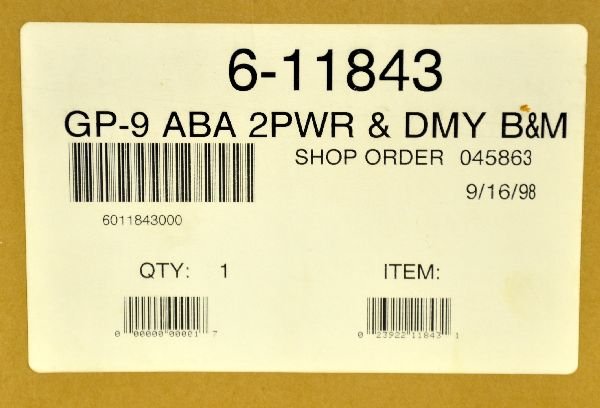 Lionel 11843 B&M GP-9 ABA Diesels: Includes 2 single motor powered units, each with Magnatraction, Command Control, directional lighting, TowerCom, CrewTalk and RailSounds. They are factory sealed in shipping box, C10