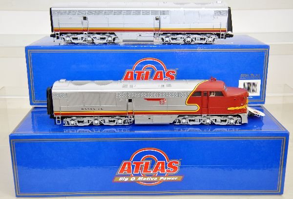 Atlas 2-Rail 3220 & 21 SF FM AB Diesels: Both units are powered dual 6-wheel drive with Lionel RailSounds. They show light run time with boxes, C8+-9