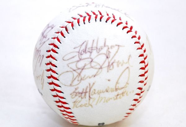 Vintage Signed Yankees Baseball: NBS ball with about 12 signatures in thin marker including Buck Showalter, Willie Randolph, Pat Kelly, Scott Kamieniecki, Jimmy Key and others. The ball is snow white and the signatures are readable, 