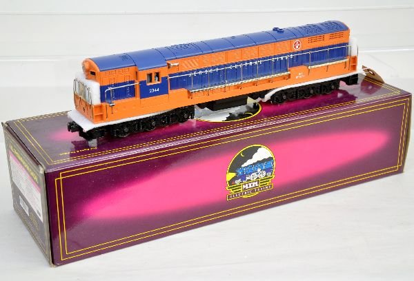 MTH 20-2201-1 JC FM Diesel: Features includes dual motors, lighted cab interior with engineer & ProtoSounds. It is test run with box, C9. Some boxes in this lot may have light to moderate basement smell