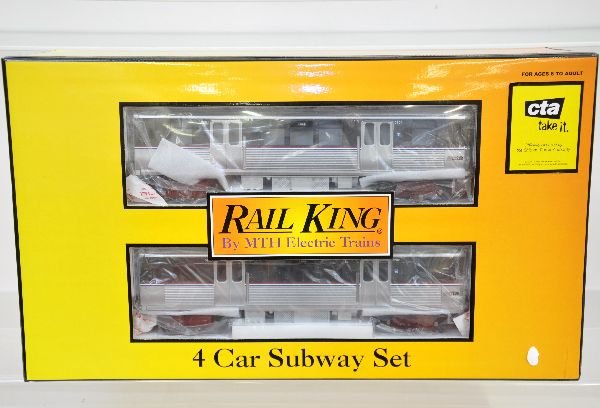 MTH RailKing 30-2175-0 Chicago Subway Set: Includes power car & 3 trailers. It is unrun with setbox, C9. Box in this lot may have light to moderate basement smell