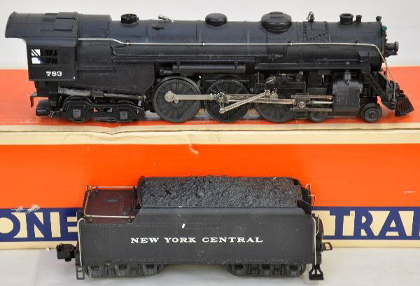 Lionel 8406 NYC Hudson Locomotive: Cab 783, all diecast with smoke, light & whistle. It shows moderate runtime with C8 bodies, but has a few small rust spots on ash pan. It has a worn box & insert. Box in this lot may have light to mod