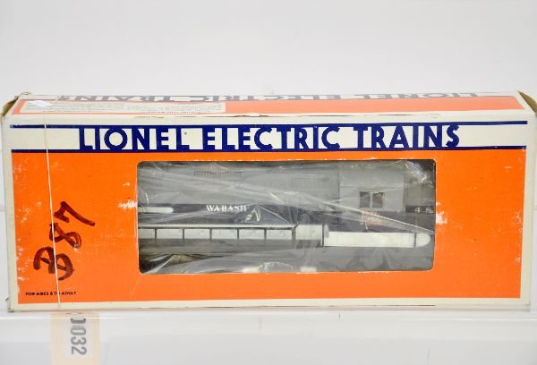 Lionel JC Penney 8587 Wabash Bluebird: Exclusive marketing through the JC Penney Catalog. This example is unrun with graffiti on box. It doesn't have its display case. Box in this lot may have light to moderate basement smell
