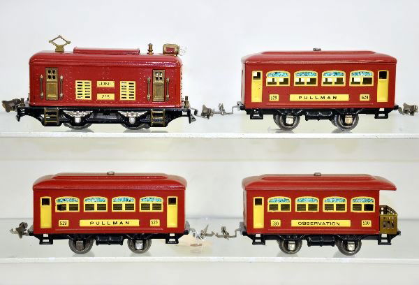 Restored Lionel 248 Passenger Set: 248 boxcab electric; 2 #629 Pullmans; 630 observation, all nicely restored