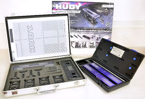 RC Car Set-Up Tools: Hudy professional all in one set-up solution. Metal case has considerable playwear scratching and scuffs throughout. Kit is missing 2 components. Comes with original shipping box. USA Team Integy Lase