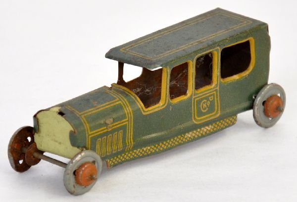 CKO Penny Toy Limousine: Germany. 3 3/8" litho tin penny toy. Clean, showing light wear, C7+-8