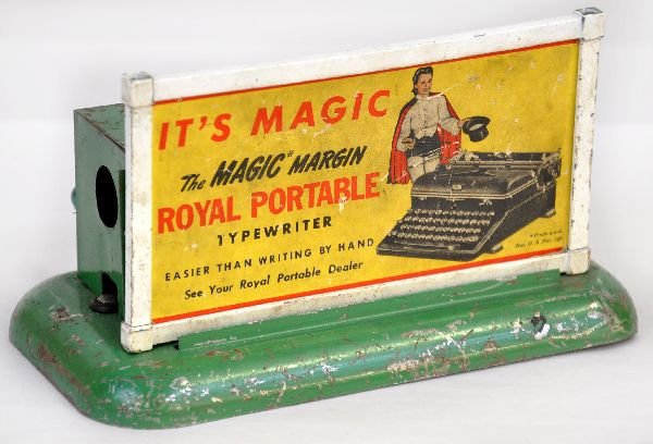 Scarce American Flyer 577 Whistling Billboard: This is the 1939 version, advertising Royal Typewriters. It shows moderate playwear, C6-