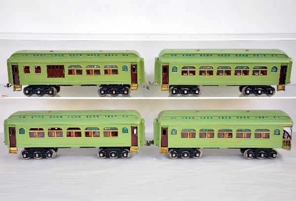 Restored Lionel Passenger Cars: ST Ga. Pro older restoration 419 Combine; 418 Pullman; 431 Diner; 490 observation. All appear like new