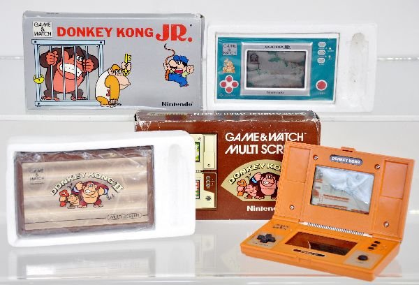 3 Vintage Nintendo Hand Held Donky Kong Games: Includes Donkey Kong, clean, loose; Boxed Donkey Kong II & Donkey Kong Jr. Batteries were removed for storage so clean, all untested, C8-9