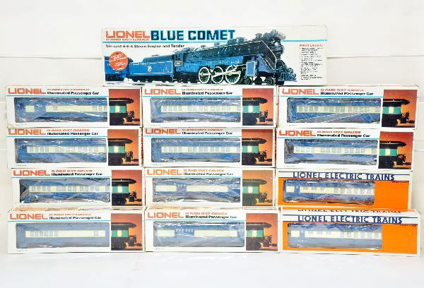 Lionel Blue Comet Passenger Set: O and O27 Gauge diecast 4-6-4 loco and tender 8801. This loco and tender are in like new condition with perfect paint and lettering, unit was track tested by previous owner only to confirm operation o