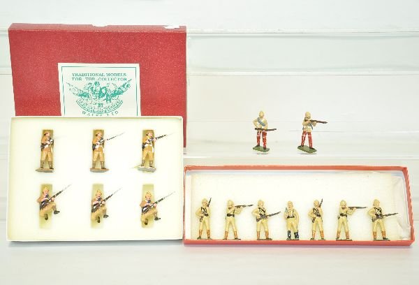 York & Lancaster Soldiers: They appear to be all from the Battle of Sudan, circa 1884. 6 appear to be Trophy Miniatures; the others are a bit smaller & unmarked. They are all clean & shiny and like new condition with one box th