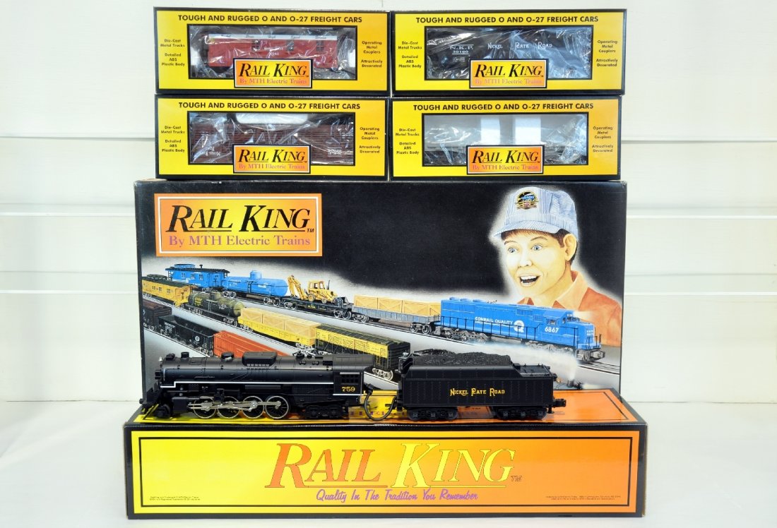 LN MTH RailKing RK-024 NPR Berkshire Set: Includes an 1109 2-8-4 Berkshire; 7106L stock car; 7605L flat car; 7505L hopper; 7705L semi scale caboose. All have been test run with boxes & setbox, C9-10