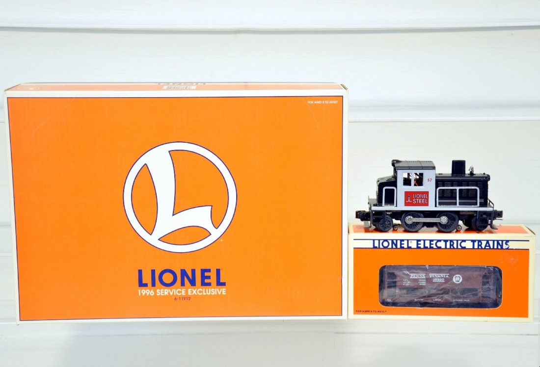 Lionel 11912 Ore Train set, Plus: 1996 Service Exclusive set w/18515 switcher, w/ore cars 51504, 51503, 51502, Plus a 19320. All show runtime with C9 bodies, boxes & setbox