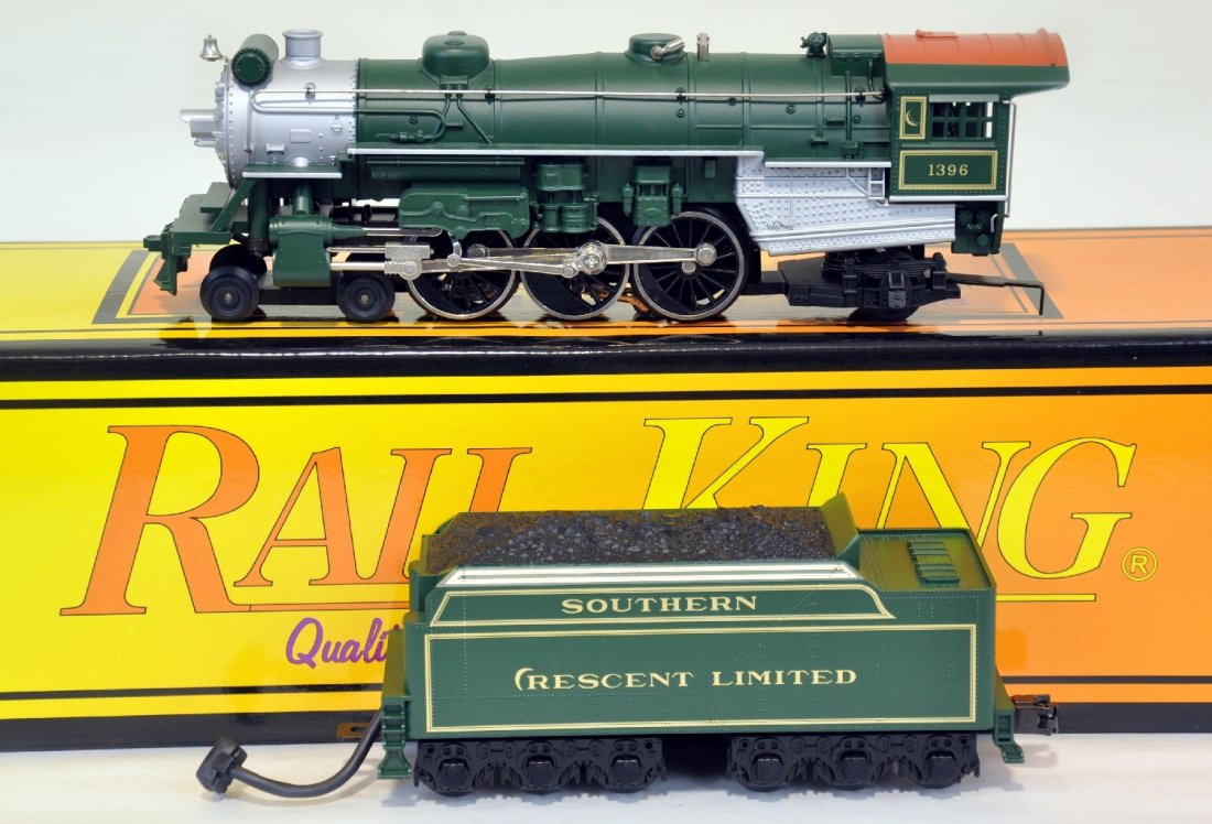 MTH RailKing 30-1125-1 Pacific Steam Engine: Beautiful, Unrun Southern Crescent Steam Engine, equipped with ProtoSound and ProtoSmoke Operates on O-27 Track. C10