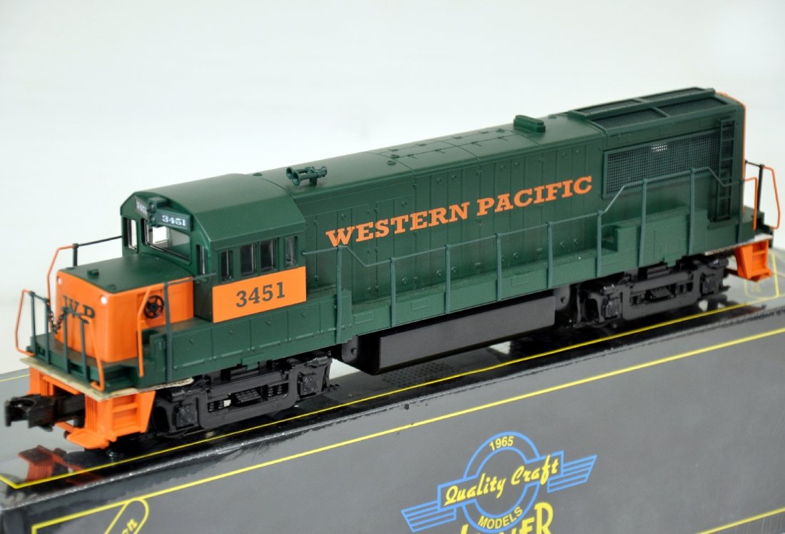 Weaver WP U25B Diesel Locomotive 1339LP: Western Pacific 3-Rail with Sounds, Cab# 3451. Comes equipped with 2 Can Motors, Electronic Reverse and Sound Unit. This unit has been lightly test track run by previous owner to test operation of all