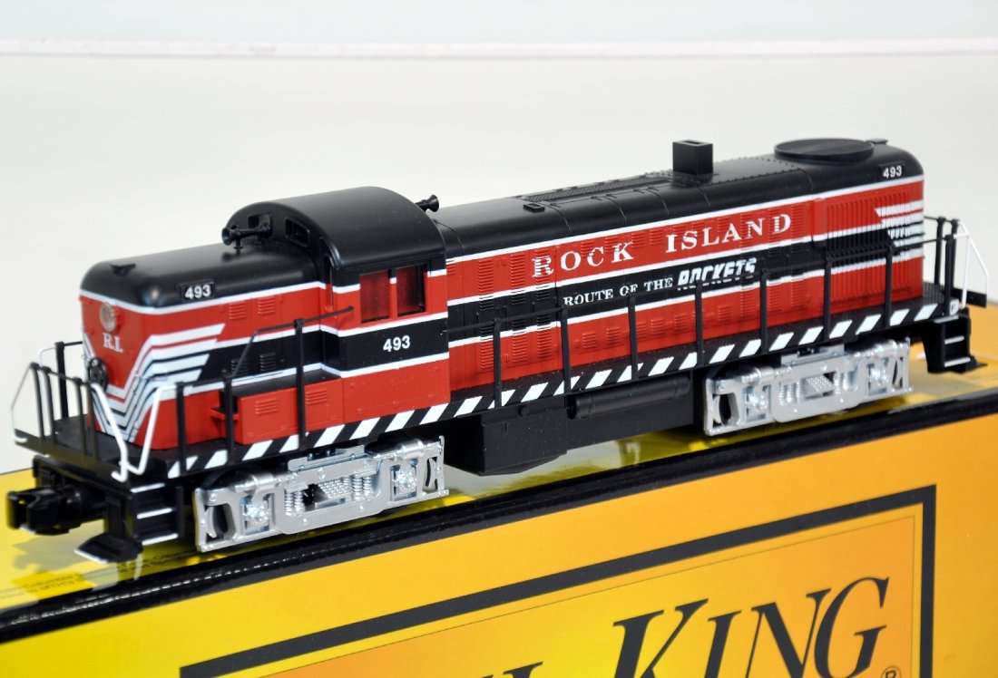 MTH RailKing RS-3 Diesel Engine 30-2202-1 C10 Body: Rock Island Diesel Engine comes equipped with Proto-Sound 2.0, Proto-Coupler and Operates on O-31 Track. Unit has been test track run by previous owner to test operation of all features. C10 Body. Ob 