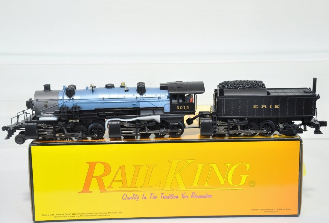 MTH RailKing 30-1337-1 Erie Triplex, C10: Super 2-8-8-8-2 that runs on 031 Radius! It is equipped with ProtoSounds 2.0 with Command, and all the extras. It has been test run with box, C10