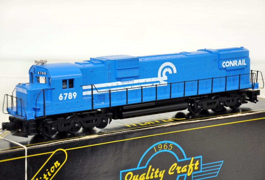 LN Weaver Conrail C-630 Diesel: Nice 12-wheel drive, dual motor diesel. It has an electronic horn with QSI reverse and is upgradable to QSI RailSounds. It shows very light runtime with LN C9+ body & box