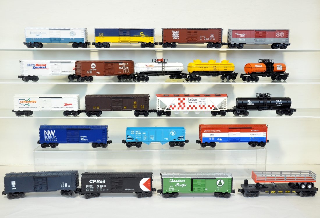 20 Pc Lionel Rolling Stock Lot: Great lot to fill your freight yard. Includes 20 clean Lionel Freight cars. Some are lightly run and some are unrun. C9-10