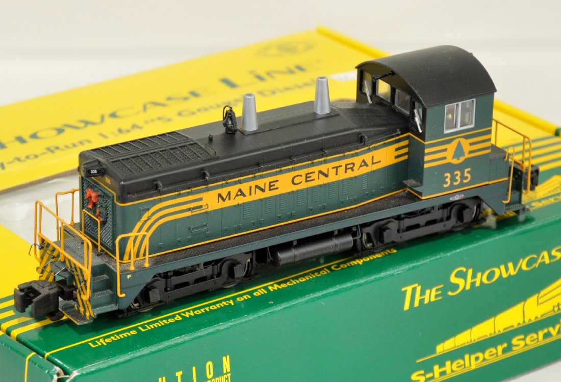 S-Helper 439 MEC SW-9 Diesel: S Gauge. Showcase Line diesel cab #335, with nice detailing & DCC. It shows light runtime with C9 body & box