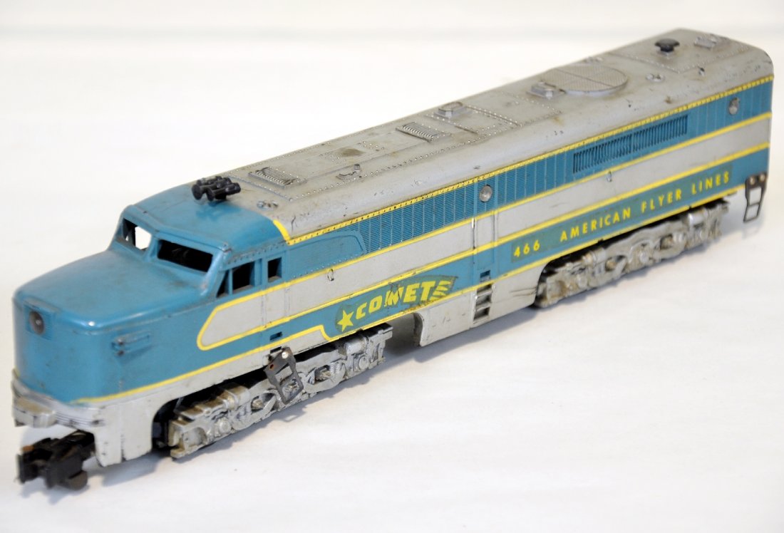 American Flyer 466 The Comet PA Diesel: S Gauge. Side decals are 90%, missing nose decal; shows moderate playwear, should clean to C6