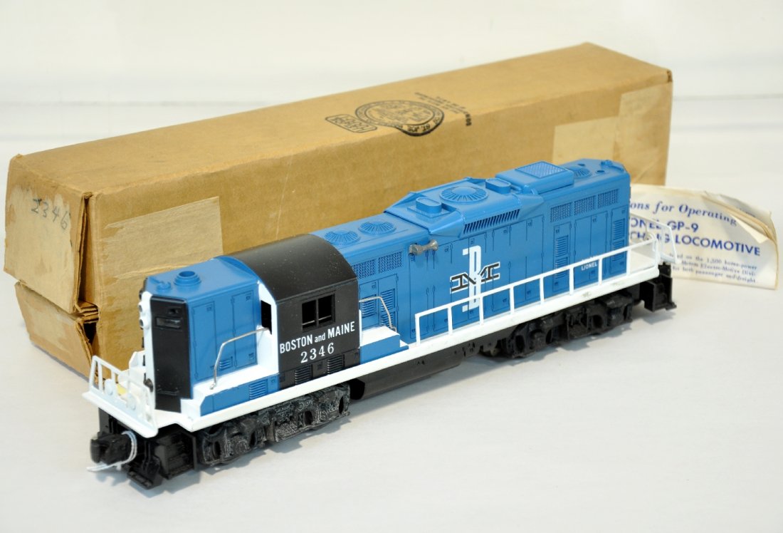 Mint Boxed Lionel 2346 B&M GP9 Diesel: As good as it gets! Clean with immaculate frame. Unrun with instructions & C9+ box, C9 WOW