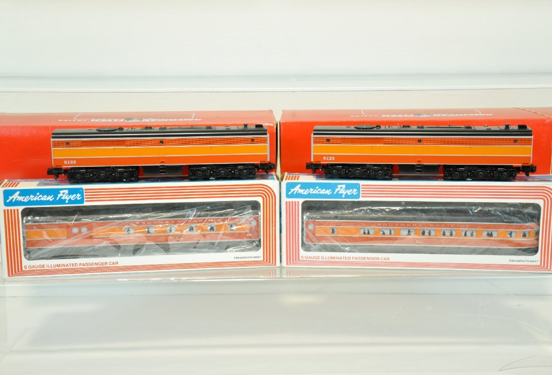Lionel American Flyer SP Daylight Add-Ons: S Gauge. Includes 2 #48123 B-Units with RailSounds; 9500 combine; 9503 observation. All are unrun with boxes, C10