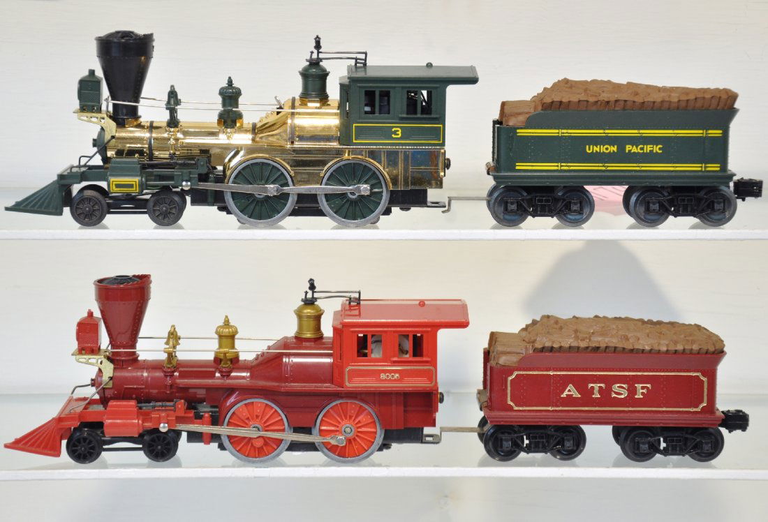 2 Lionel General Steam Engine and Tenders: Includes ATSF General Steam Engine and Tender cab # 8005 and Union Pacific General Steam engine and tender cab #3. Both show light run time with C9 Bodies