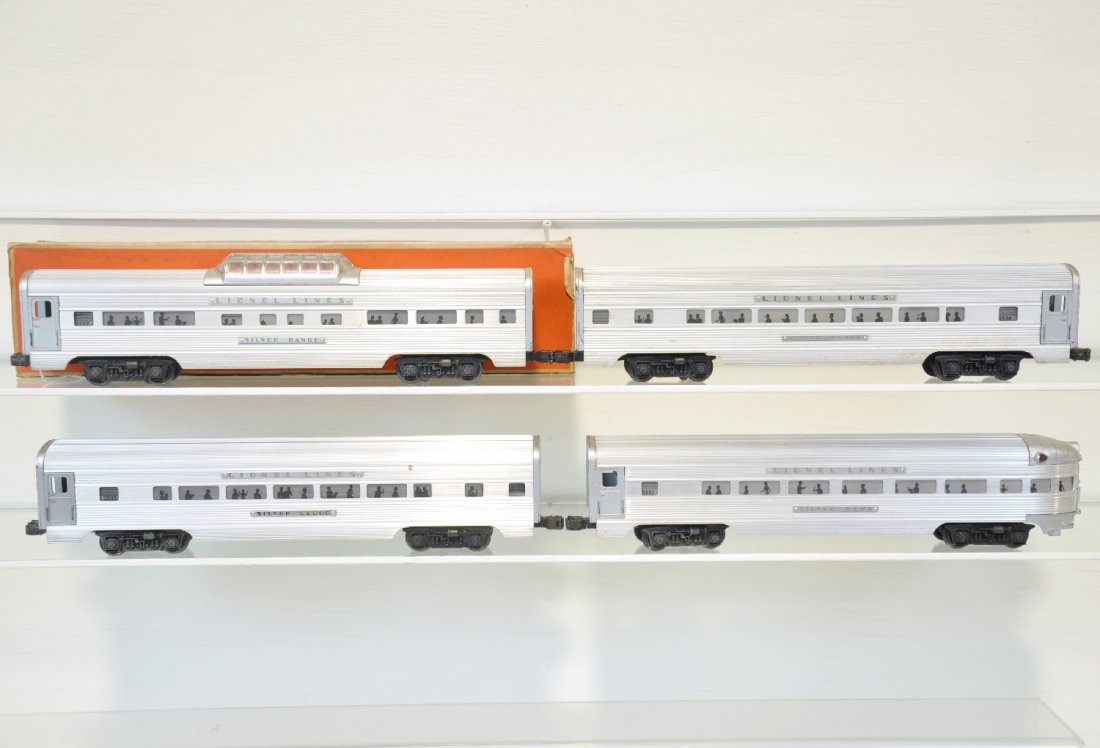 4 Lionel Super Speedliner Cars: Includes a 2532 vista-dome; 2533 Cloud Pullman; 2534 Bluff Pullman; 2531 Dawn observation. They are clean with partial 2532 box & insert, C7