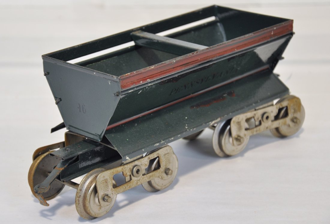 Nice Lionel 16 PRR Hopper: Standard Gauge. Clean & shiny with great lettering, only light oxidation on trucks, but paint is C8. Nice example