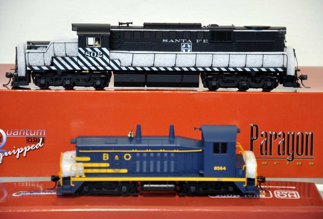 2 Broadway Limited HO Diesels: Includes 2108 B&O NW2 Paragon 2 series, cab 8564; 316 AT&SF RSD-15 diesel, cab 802 Paragon series. Both have Paragon Sound with DC & DCC. They appear new in boxes, C10