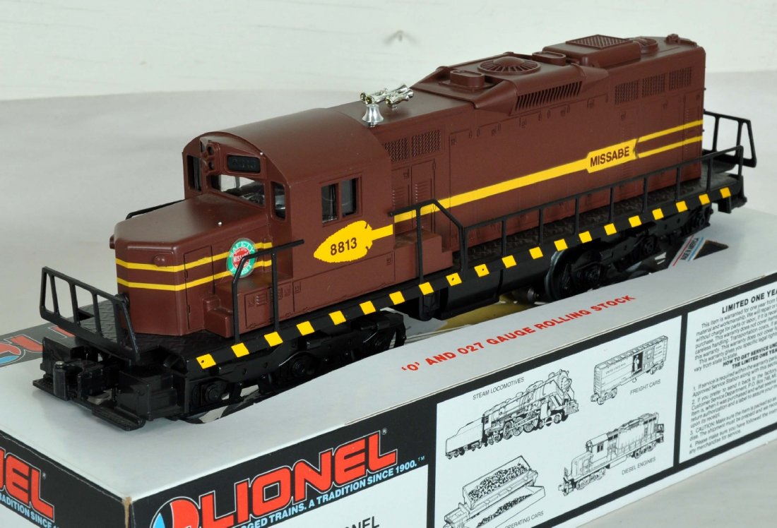 Lionel JC Penney 5603741 DM&IR SD-18: Nice special cataloged issue only for JC Penney. It includes an 18813 SD-18 diesel. It has a horn and shows light runtime with a C9 body, acrylic display case and master shipper with inserts