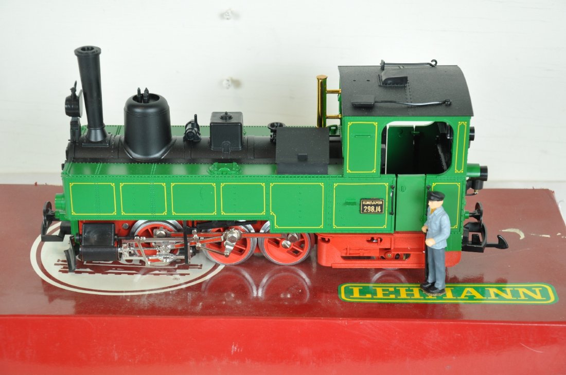 LGB 2073D G Gauge Steam Locomotive: Nice 0-6-2 loco with figure. It is clean & has a box. Perfect paint and trim. Wheels show light to moderate run time. C8